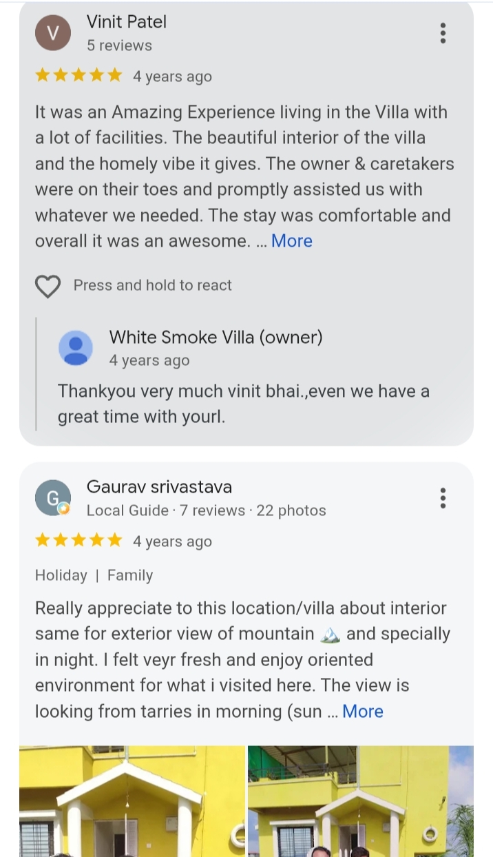 Google Review screenshot — Vinit Patel & Gaurav Srivastava — 5★